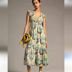 Anthropologie The Peregrine Floral V-Neck Maxi Dress. Size M